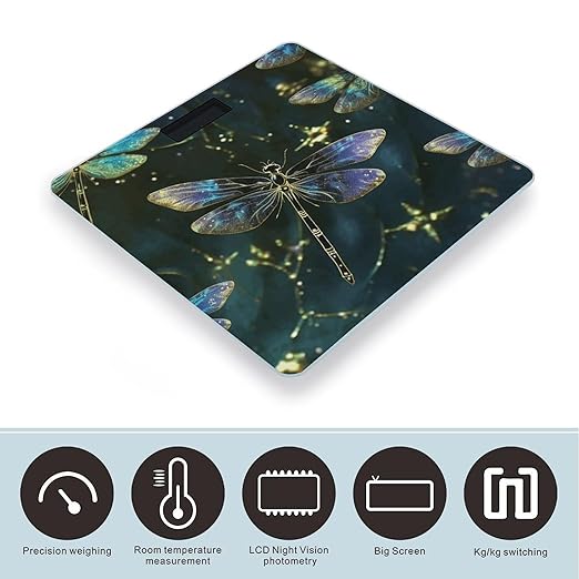 Dragonfly Scale for Body Weight High Precision Digital Weight Scales with LCD Display Anti-Slip Sturdy Slim Tempered Glass Bathroom Scale for Home Use