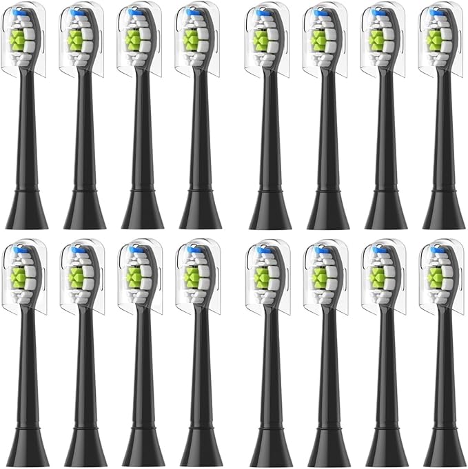 4/8pcs Replacement Toothbrush Heads Compatible with Philips Sonicare Soft Electric Brush Head 4100 6500 6100 7500 5(16pcs Black)