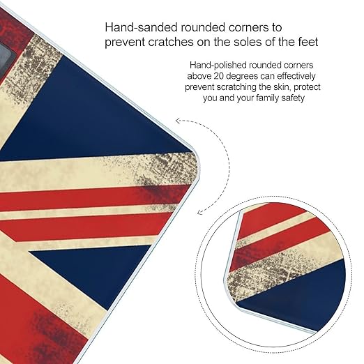 UK Flag Bathroom Scale Large LCD Backlight Display Digital Scale Rounded Corners Body Scales Automatic Power On/Off Bathroom Scales for Home Bedrooms