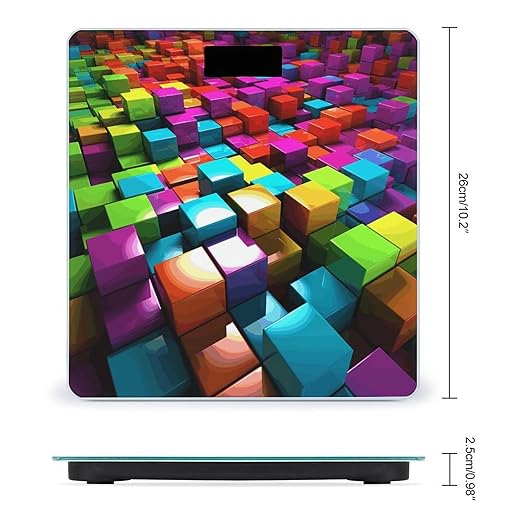 3D Colorful Cubes Bathroom Scale Weight Scale for Body WeightHighly Accurate Digital Weighing Machine Clear LED Display Digital Bathroom Body Scale 400lb/182kg