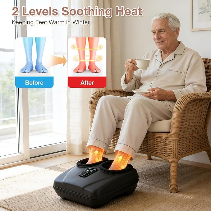 Shiatsu Foot Massager Machine with Heat Plantar Fasciitis Feet Massager with Remote Deep-Kneading Compression HSA Store Eligible FSA Foot Warmer for Home Office Neuropathy Pain Relief for Feet