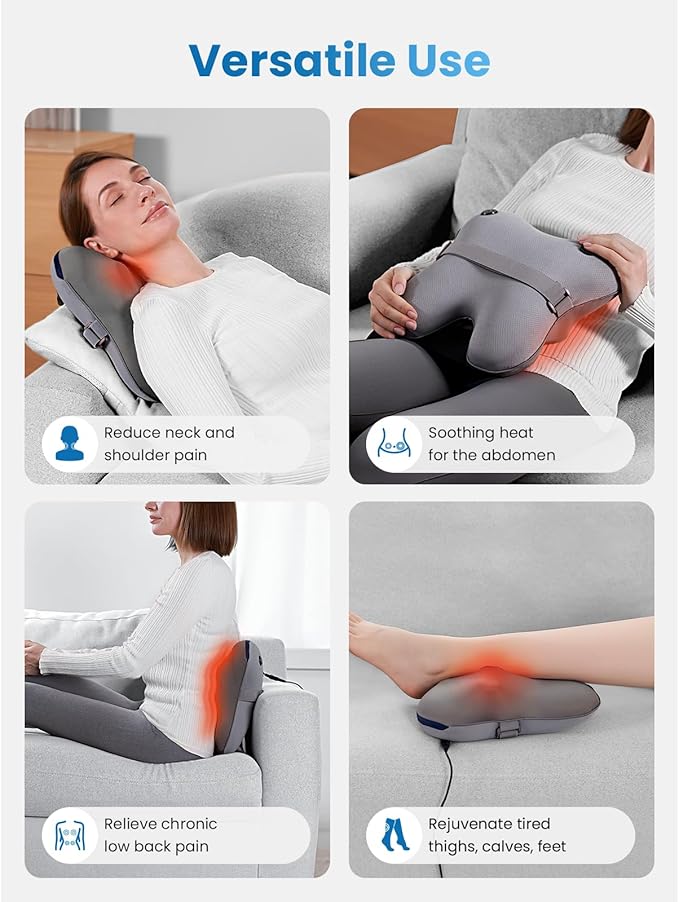 BOB AND BRAD Back Massager with Heat and Remote EZBack Plus Shiatsu Massage Pillow with 3 Level Kneading Deep Tissue Massage for Neck Shoulder Leg Upper &amp Lower Back Pain Relief FSA Eligible