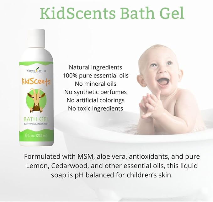 KidScents Bath Gel by Young Living - 8 fl oz - Hypoallergenic Gentle and Nourishing Botanicals for Children's Sensitive Skin - Aloe Vera Moisturizing