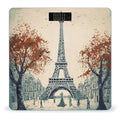 Paris City Tree Eiffel Tower Art Scale for Body Weight Anti-Slip Tempered Glass Digital Bathroom Scales Clear LCD Display Weighing Scale Safe Rounded Corners Smart Scales