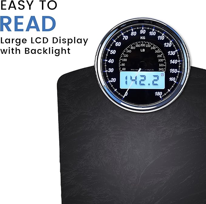 EILISON Highly Advance 2-in-1 Digital &amp Analog Weighing Scale for Body Weight-400lbs 4 High Precison GX Sensor Accurate Thick Tempered Glass Extra Large Display (Grey)