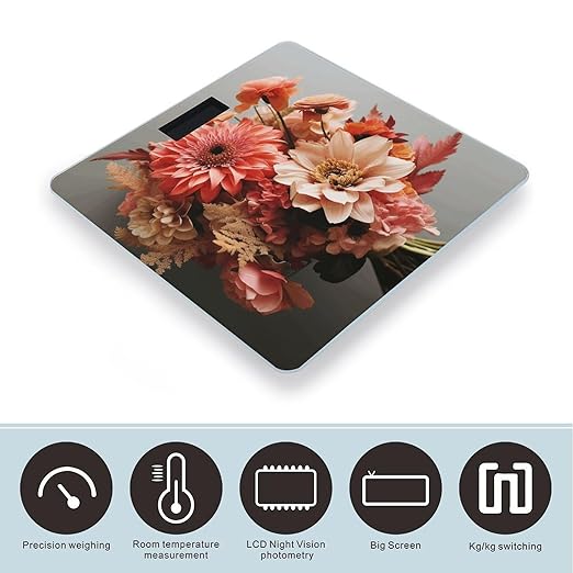 Bouquet of Flowers Smart Scale for Body Weight Accurate Bathroom Scale with LED Display Digital Weight Scales Weighing Machine High Precision Scales for Bath Home