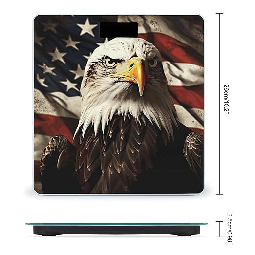 Digital Bathroom Scale for Body Weight Scale with Bright LCD Display High Accuracy Step-On Technology Auto On/Off Bald Eagle Flag Veterans Digital Scales 400 Lbs /180kg