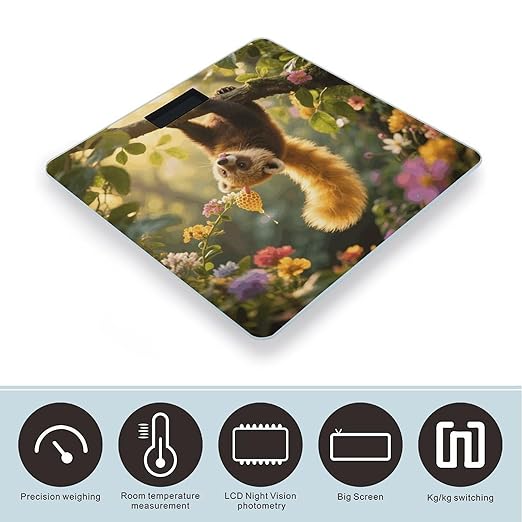 Kinkajou Weight Scale Cute Bathroom Scale for Body Highly Accurate Digital Weighing Machine for People Compact LCD Display Scales with Sturdy Toughened Glass Scales