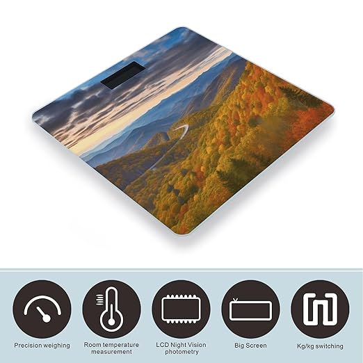Blue Ridge Parkway Mountains Bathroom Scale Weight Scale for Body WeightHighly Accurate Digital Weighing Machine Clear LED Display Digital Bathroom Body Scale 400lb/182kg