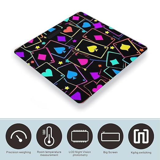 Energy Saving Scale Bathroom Weighing Scale Smart Scale for Body Weight Digital Trippy Neon Magic Playing Card