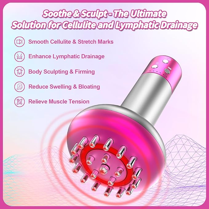 Lymphatic Drainage Massager &amp Anti Cellulite Massage Tool Helps Reduce Stretch Marks &amp Cellulitefor Legs Arms &amp Belly Body Sculpting Machine with Heat &amp Vibration(Purple)