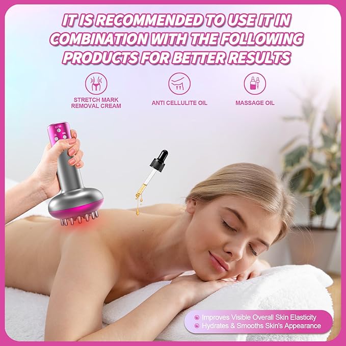 Lymphatic Drainage Massager &amp Anti Cellulite Massage Tool Helps Reduce Stretch Marks &amp Cellulitefor Legs Arms &amp Belly Body Sculpting Machine with Heat &amp Vibration(Purple)