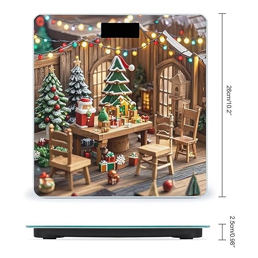 Christmas Wood Scale for Body Weight Highly Accurate Digital Bathroom Body Scale Digital Bathroom Scales for People Anti-Slip Large LCD Display Smart Scales