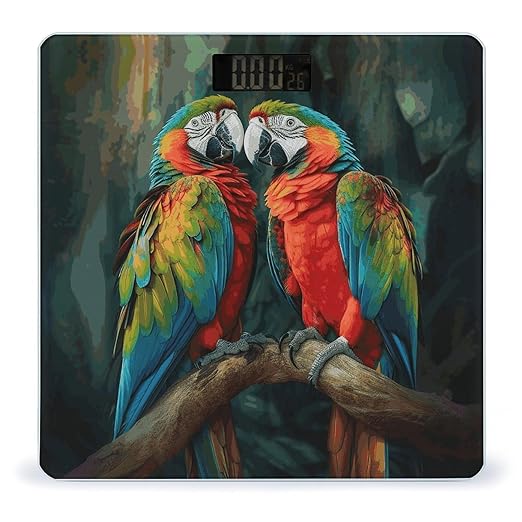 Two Colored Parrots Bathroom Scale Ultra-Bright Liquid Crystal Screen Weight Scale Accurate Bathroom Body Scales for Body Weight Bathroom Pet Home Bedroom Gift-Giving