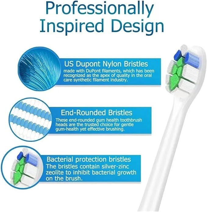 Compatible for Toothbrush Brush Head Replacement Heads HX3/HX6/HX9 Series HX3210/3211/6150/6500/6510/6530/9342/6730(4P2 4P4)