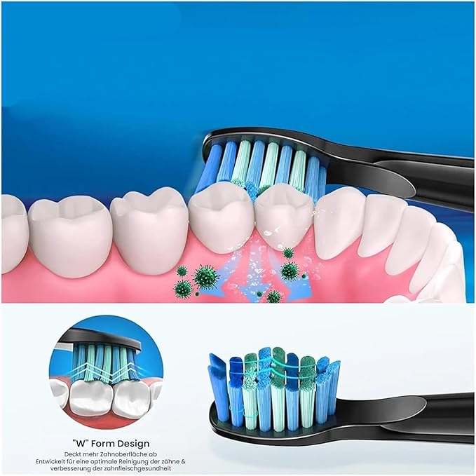 Replacement Brush HeadsCompatible for Seago for Fairywill Electric Toothbrush Head(5 White 5Black)