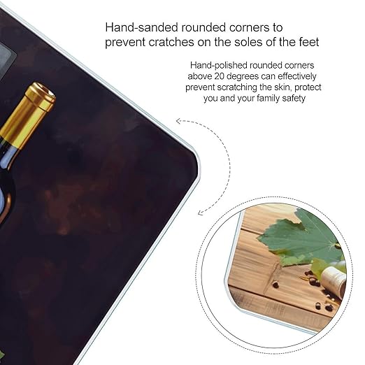 Art Red Wine Galsses &amp Grapes Scale for Body Weight High Precision Digital Weight Scales with LCD Display Anti-Slip Sturdy Slim Tempered Glass Bathroom Scale for Home Use