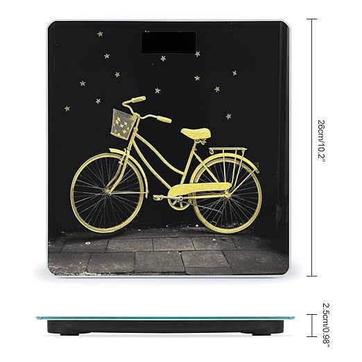 Yellow Bike Weight Scale Digital Electronic Scales Bathroom Scale Larg LCD Backlight Display High Precision MeasurementsTempered Glass