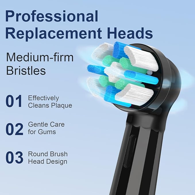 6 Pcs IO Toothbrush Heads with Medium Bristle Compatible with Oral B IO Replacement Heads Compatible with Oral B IO 2/3/4/5/6/7/8/9/10/Deep Clean Series Electric Toothbrushes (Black)
