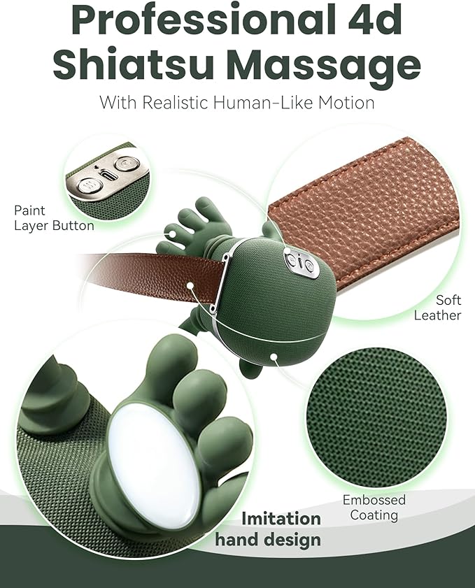 Neck and Back Massager Bionic Hand Design Portable Hand Massager 4d Shiatsu Deep Tissue Kneading for Shoulder Neck Back Legs Pain (1pc)