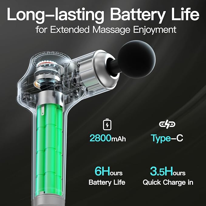 UMAY Massage Gun Percussion Muscle Massage Gun Deep Tissue Whole Body Massager Gun for Athletes for Pain Relief Handheld Relaxation Portable Electric Muscle Massager with 10 Attachments