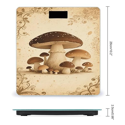 Vintage Mushroom Weight Scale Large Bathroom Scales Digital Weight with Bright LED Display Non Slip Automatic Weighing Scale Fashion Weighing Machine for Body