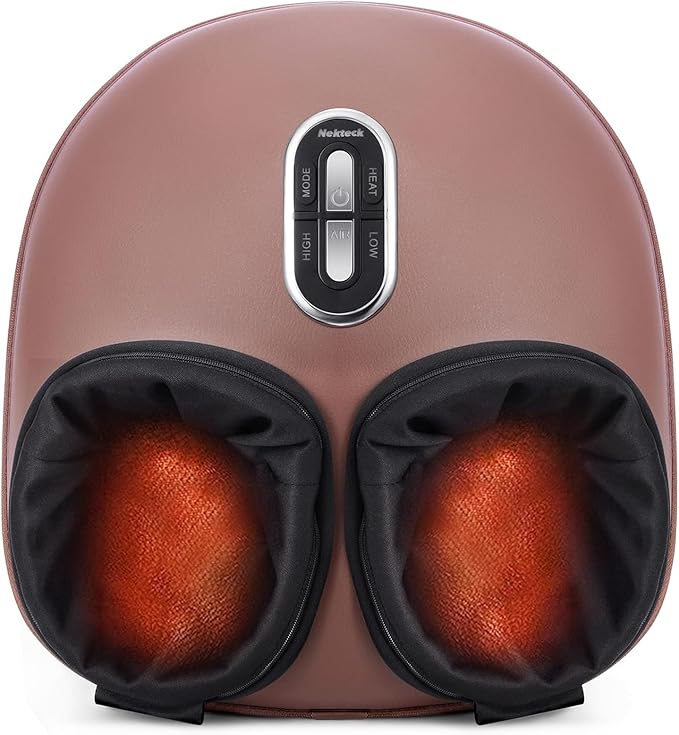 Nekteck Shiatsu Foot Massager with Heat 2026 Upgraded Air Compression Electric Heated Feet Massage for Neuropathy Plantar Fasciitis Deep Kneading Therapy Improve Blood Circulation Size Up to US 13