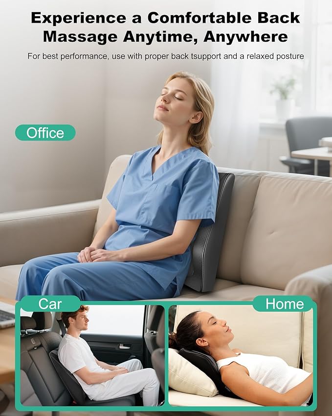 Snailax Cordless Shiatsu Neck Massager with Heat &amp Vibration Back Neck Shoulder Massager for Pain Relief Deep Tissue 4D Kneading Back Massage Pillow Rechargeable Portable Massage