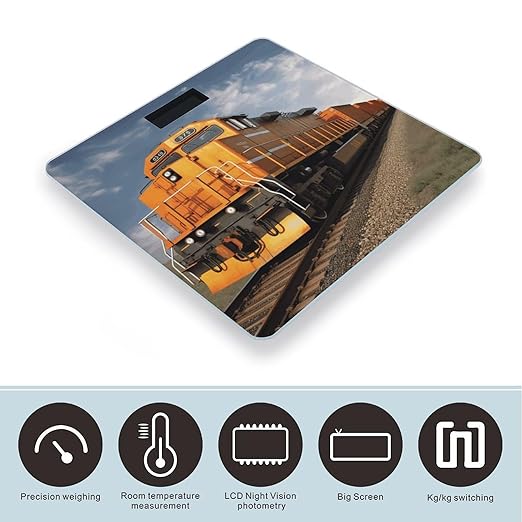 Freight Train Scale for Body Weight High Precision Digital Weight Scales with LCD Display Anti-Slip Sturdy Slim Tempered Glass Bathroom Scale for Home Use