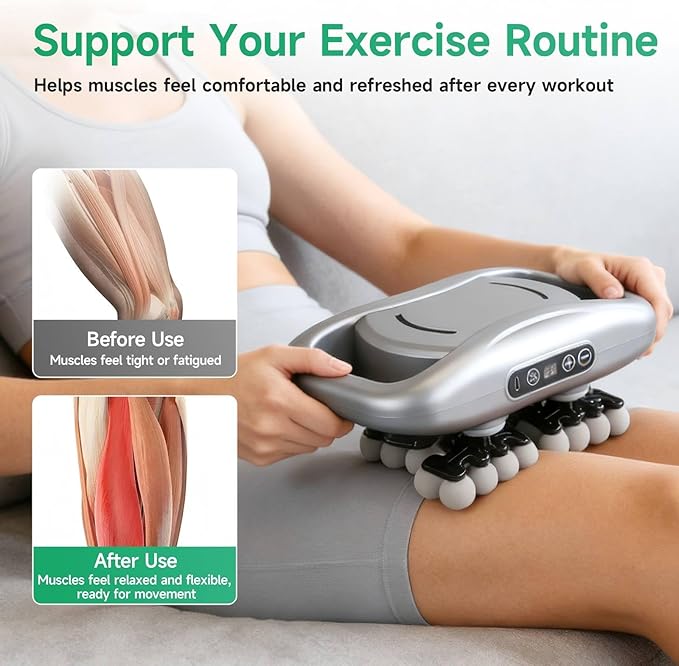 48-Head Deep Tissue Massage Gun Percussion Muscle Massager with 9 Modes &amp Adjustable Intensity Quiet Full-Body Relaxation for Back Shoulders Legs Feet Home Gym Office Use
