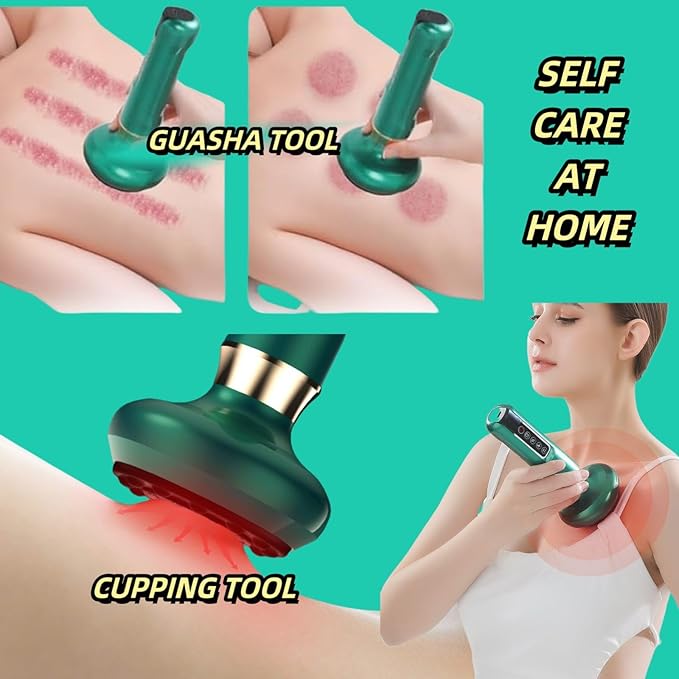 12 Levels Adjustable Handheld Cellulite Massager Charging Heated Guasha Tool Cupping Massage Body Sculpting Machine Cellublast for Cellulite Remover for Body Massager (Green)