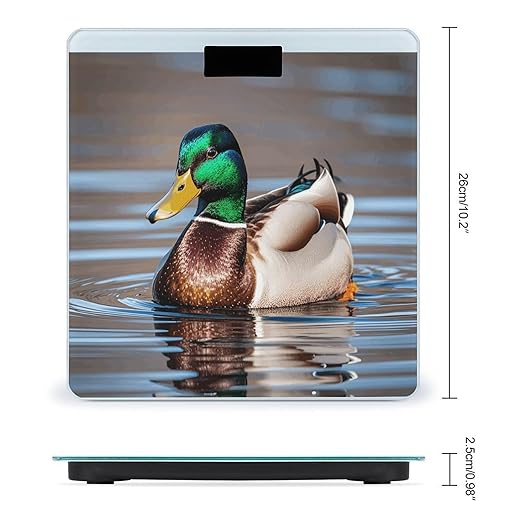 Mallard Duck Scale for Body Weight Highly Accurate Digital Bathroom Scale Sturdy Tempered Glass Weighing Scales with LCD Display Fashion Body Fat Smart Scales 400lb