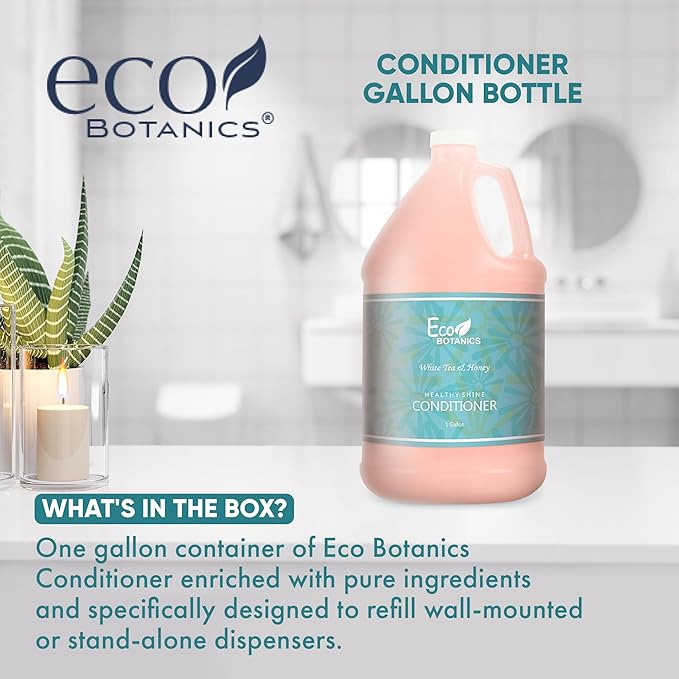 Terra Pure 1-Shoppe Eco Botanics Natural Conditioner with Raw Honey &amp White Tea | Gallon Jug Bulk Toiletries for Airbnb Vacation Rentals and Home Bathroom | Refill For Soap Dispensers