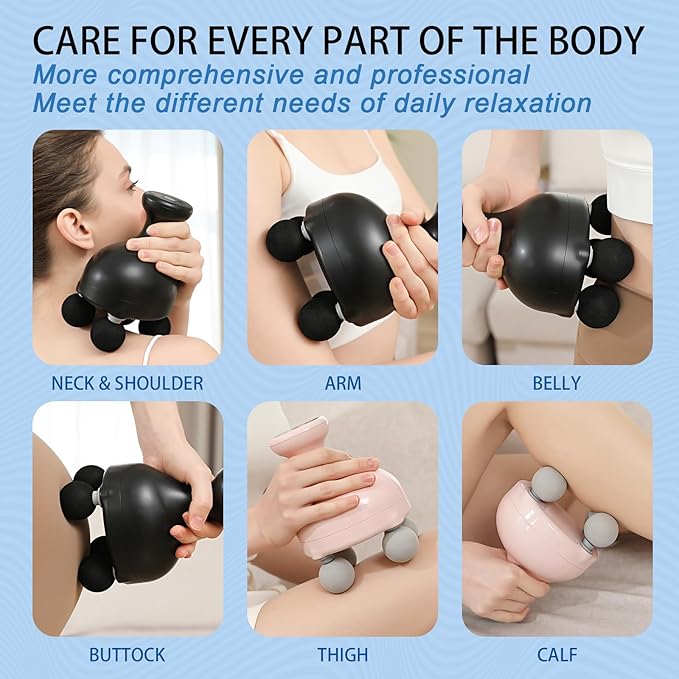 DEITY 4 Heads Handheld Massage Gun Deep Tissue Electric Body Massager Percussion Muscle Massager for Easing Shoulder and Back Tension with Reverse Thrust Function