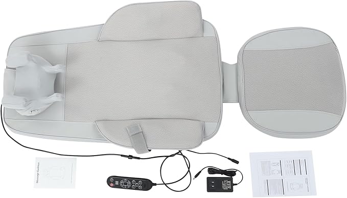 Neck and Back Massage Device with Heat Comfortable Back Massage for Pain Relief Back Massager for Chair for Office Home Car (Grey)