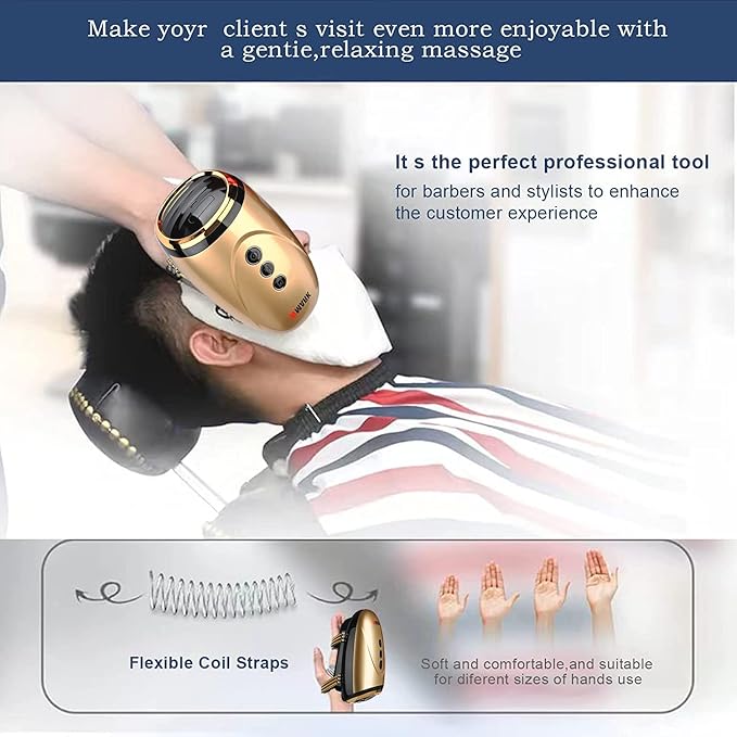 WMARK Barber Massager/Cordless Handheld Massager Charge Neck/Legs/Hand/Face Massager 2 Massage Nodes 2600AMHGolden
