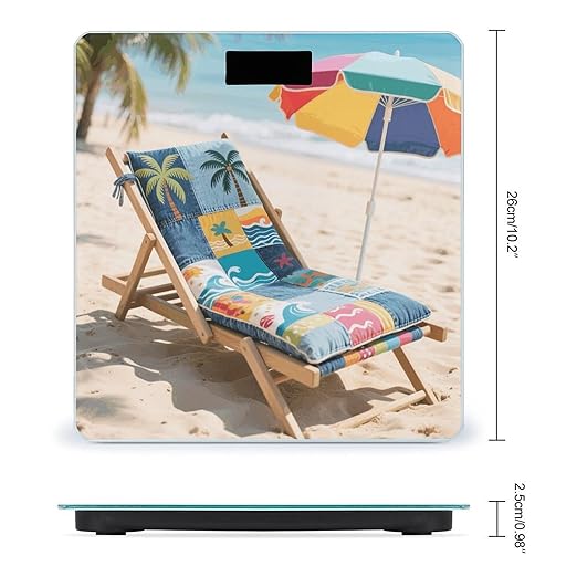 Denim Print Patchwork Style Weight Scale Cute Bathroom Scale for Body Highly Accurate Digital Weighing Machine for People Compact LCD Display Scales with Sturdy Toughened Glass Scales