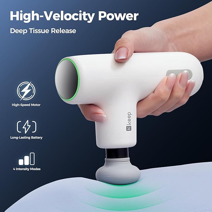 KEEP Massage Gun Deep Tissue with Heat Portable Percussion Muscle Massager Gun for Athletes &amp Pain Relief Ultra-Quiet Brushless Motor Lightweight Electric Massager for Neck Back Shoulder (G2 Ai