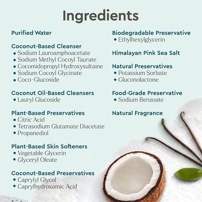 Puracy Body Wash Natural Body Wash 98.6% Pure Plant Ingredients Moisturizing Shower Gel for Women Men Kids Body Soap for Dry Sensitive Skin. Coconut &amp Vanilla 48 Oz Pack of 2 and12 Oz