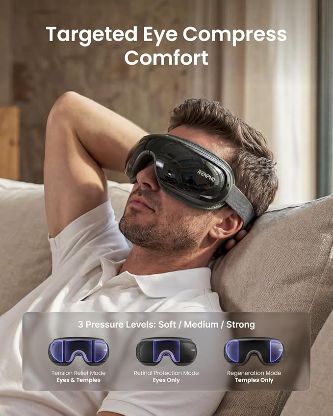 RENPHO Eyeris 3 Eye Massager with Heat and Cooling Voice Control FSA Eligible HSA Mothers Day Birthday Gifts for Women Men Him Her Migraine Relief Eye Mask for Migraines Eye Care Reduce Dry Eyes