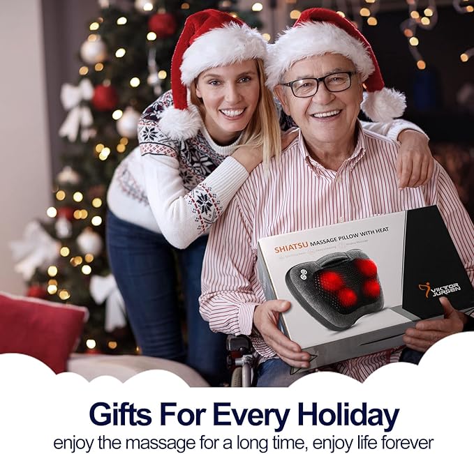VIKTOR JURGEN Back Massager Neck Massager with Heat Massage Pillow Gifts for Men &amp Women Electric Shiatsu Back Massager Deep Kneading Shoulder Massager for Full Body MuscleMassage at Home Ca