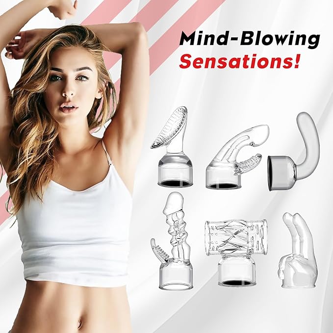 6Pcs Massage Gun Magic Wand Attachments Accessories Massage Stick Headgear Wand Caps Couples Adult Toys Funy fit for Hitachi Mini Magic Wand Inner Diameter 1.77 inch