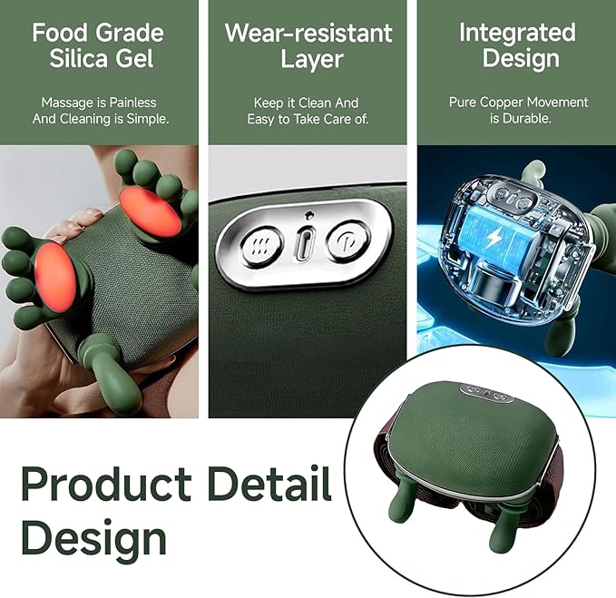 Neck Massager Electric Neck and Back Massager with Heat Simulated Human Hand Design Shoulder Neck Massage for Pain Relief and deep Tissue Shiatsu Massage 4D Kneading Gifts for Men Women