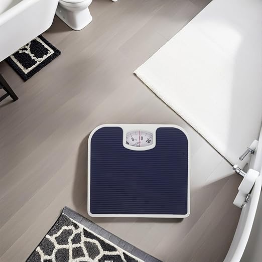 NOLITOY Mechanical Body Weight Scale Dark Blue High Precision Analog Bathroom Scale with Large Dial for Home and Office Health Monitoring