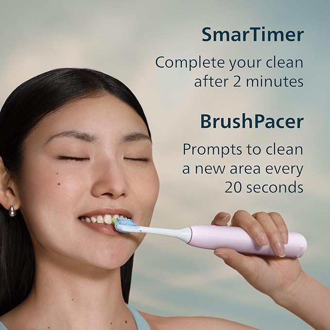 Philips Sonicare 6500 Series Electric Toothbrush - Next-Generation Sonicare Technology Pressure Sensor 9 Brushing Settings SmarTimer BrushPacer 21-Day Runtime Travel Case Light Pink HX7412/05