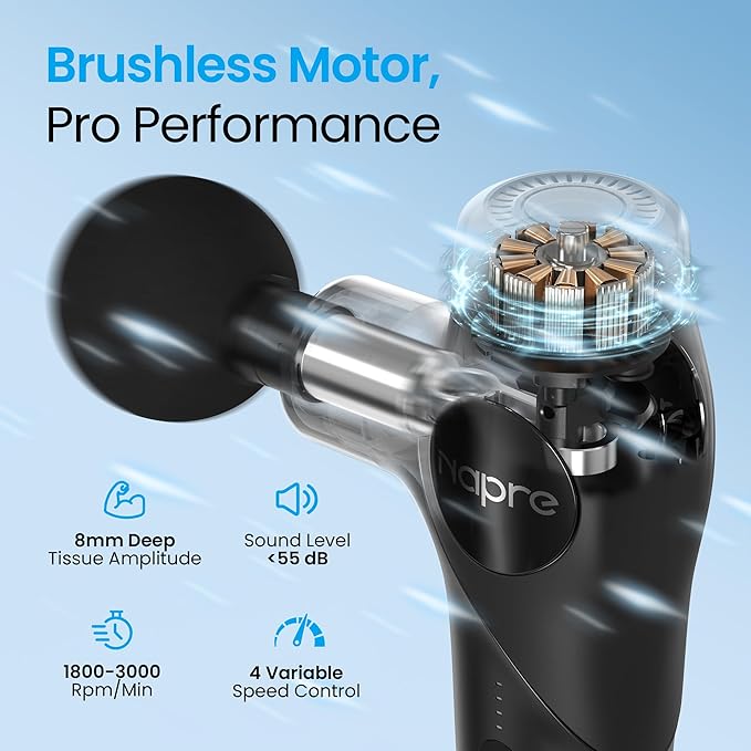 NAPRE 3-in-1 Mini Massage Gun with Heat and ColdDeep Tissue Back Massage with Detachable Handle for Neck/Body Pain ReliefPortable Handheld Percussion Muscle MassagerSmall &amp Quiet5 Headswith C