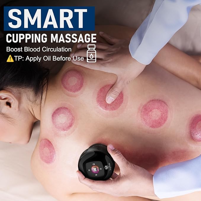 5-in-1 Smart Dynamic Cupping Set 12 Levels Cupping Kit for Massage Therapy with Red Ligh-t Therapy&ampHeat Penetrates for Targeted Pain Relief Knots Aches Muscle Soreness - 2Pcs(Black&ampBlack)