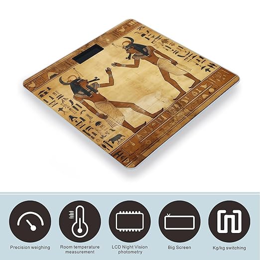 Ancient Egyptian Digital Bathroom Scale for Body Weight Weighing Scale with Backlit LCD Display High Precision Measurements &amp Measures Weight Up to 180kg