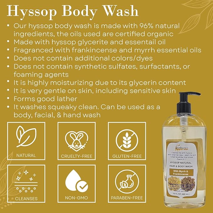Cleanse Me With Hyssop Natural Hair and Body Wash Organic Hyssop Infused Shampoo and Body Wash for Nourishing and Refreshing Hair &amp Body Cleansing