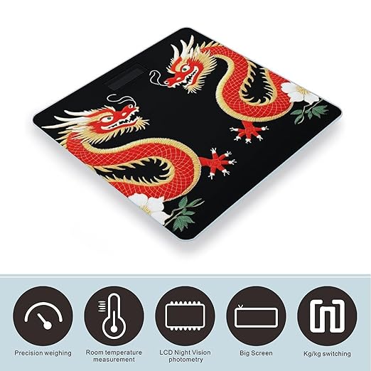 Men's Fashion Automatic Switch Digital Bathroom Weighing Scale Smart Scale Floral Chinese Japanese Dragon Flower